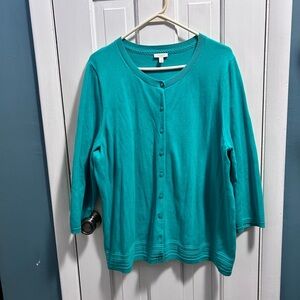 Talbots Vibrant Teal Knit Cardigan 2X